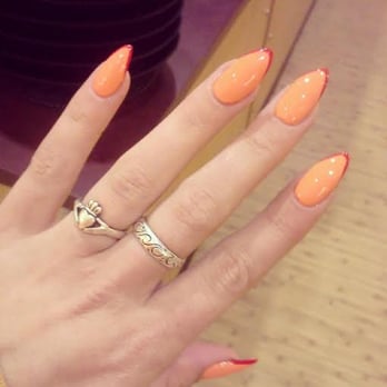 Ruby's Nail Salon & Spa - OPI Where Did Suzy's Man-Go with OPI Red Hot Rio tips - Nail Salons Near Me - Boston, Massachusetts