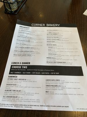 Menu photo 3 Corner Bakery Cafe Tukwila, WA