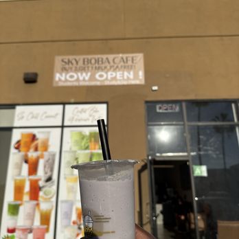 Sky Boba Cafe - Taro Frapp with Biba and oat milk substitute - Bubble Tea Near Me - Torrance, California Sky Boba Cafe - Taro Frapp with Biba and oat milk substitute - Bubble Tea Near Me - Torrance, California