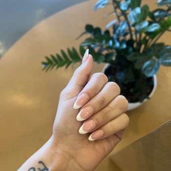 Golden Nail Spa - Full set with white French tip - Nail Salons Near Me - Millbrae, California