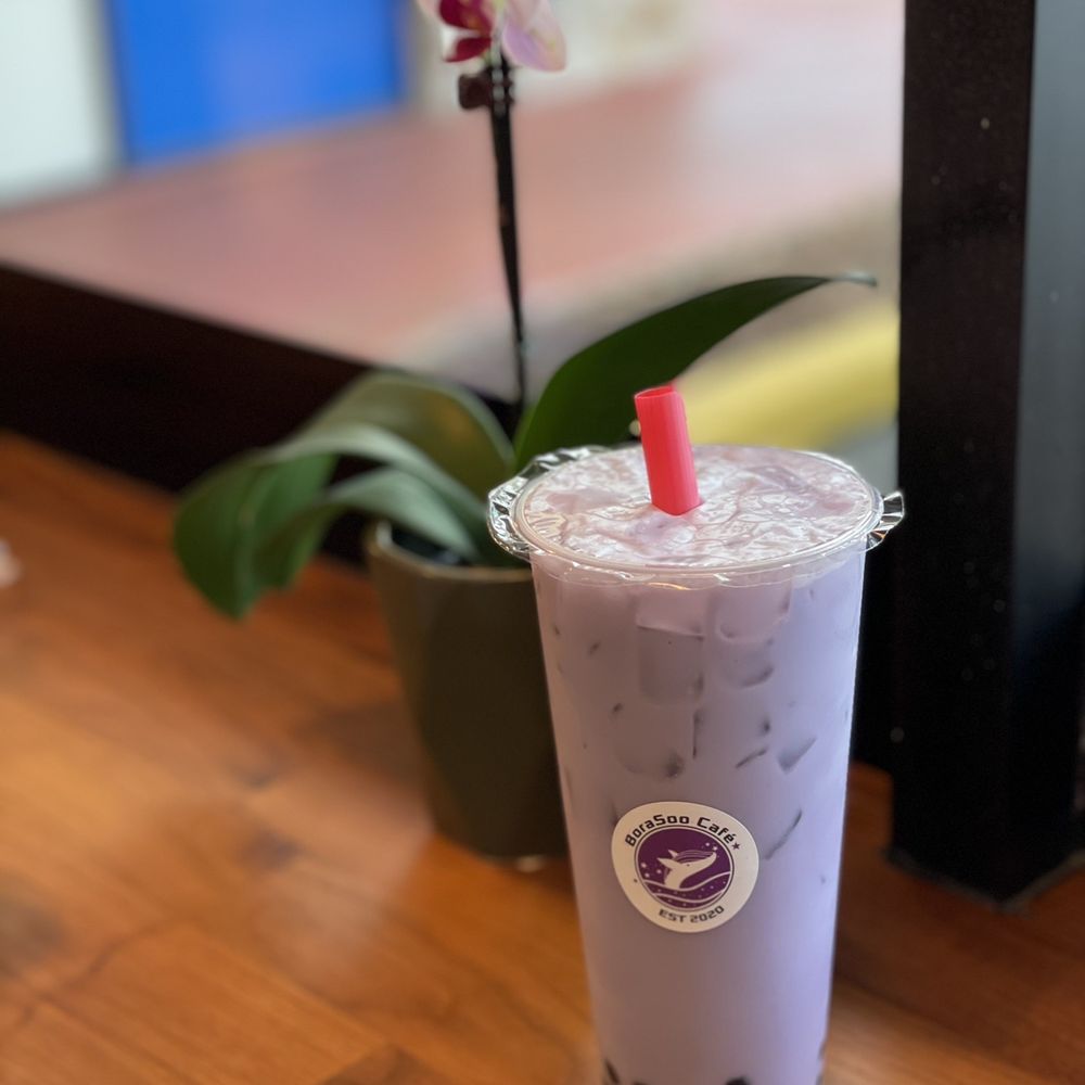 BoraSoo Cafe - Taro milk tea with tapioca - Bubble Tea Near Me - Davie, Florida