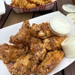 Garlic Parm, Umami, Hot Honey wings Garlic Parm, Umami, Hot Honey wings