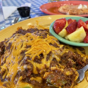 Jake's Roadhouse - Southwestern omelet with fruit and a pancake - Barbeque Near Me - Monrovia, California Jake's Roadhouse - Southwestern omelet with fruit and a pancake - Barbeque Near Me - Monrovia, California