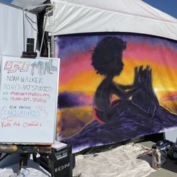 Boardwalk Art Show & Festival - Noah's the artist and there is his info on the sign. 2023