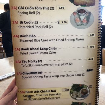 Banh Cuon Hoa - 01/19/20 Menu - Vietnamese Near Me - Houston, Texas