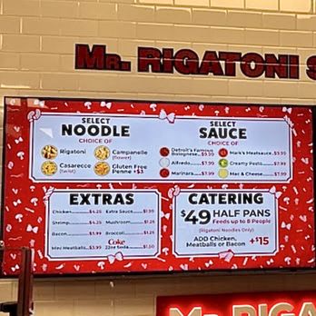Mr. Rigatoni - Menu - Pasta Shops Near Me - Redford, Michigan