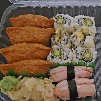 Mio Sushi - Inari ( tofu pockets) Asparagus tempura roll, and real crab nigiri. - Japanese Near Me - Beaverton, Oregon Mio Sushi - Inari ( tofu pockets) Asparagus tempura roll, and real crab nigiri. - Japanese Near Me - Beaverton, Oregon
