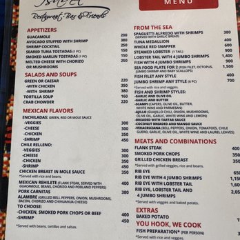 Isabel - Dinner menu - Seafood Near Me - Cabo San Lucas, BCS