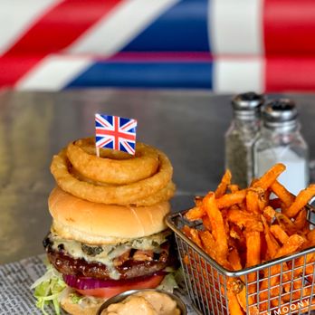 Firkin on Bay Street - Loaded burger! That aioli was great with the sweet potato fries... - Pubs Near Me - Toronto, Ontario Firkin on Bay Street - Loaded burger! That aioli was great with the sweet potato fries... - Pubs Near Me - Toronto, Ontario