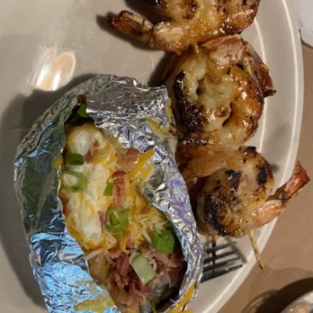 Big Mike’s Steakhouse - Grilled Shrimp Skewer with loaded baked potato - Seafood Near Me - Auburn, Alabama