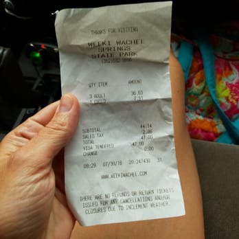 Weeki Wachee Springs - Our receipt for July 30th, 2016 - Money Scammed from innocent people. - Amusement Parks Near Me - Spring Hill, Florida Weeki Wachee Springs - Our receipt for July 30th, 2016 - Money Scammed from innocent people. - Amusement Parks Near Me - Spring Hill, Florida