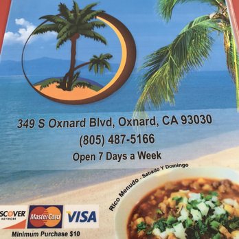 Bahia Del Mar Resturant - Front cover of menu with address - Mexican Near Me - Oxnard, California