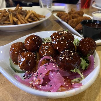 Grindstone Tap House - Fried Bourbon Meatballs - New American Near Me - Berea, Ohio