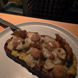 My veggies on toast with black garlic aoli thyme and melting favors