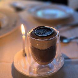 Tre Dita - A complimentary anniversary dessert with a lit candle