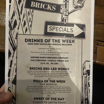 Bricks Corner - Special menu - Bars Near Me - Salt Lake City, Utah