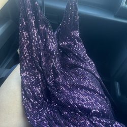 In The Attic Vintage Store - Purple sequined spaghetti strap top