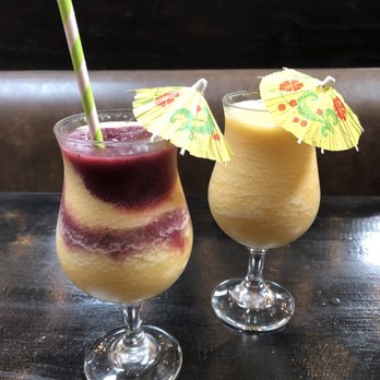 Mt. Lowe Brewing Co. - Beer slushies: Peach and Berry Swirl (left), Peach (right) - Breweries Near Me - Arcadia, California