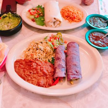 Chuy's - Veggie enchiladas and bean burrito (sauce on the side) - Tex-Mex Near Me - Fairfax, Virginia