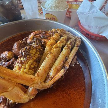 Crab N Spice - All you can eat crab boil: snow crabs, corn, potatoes, sausage, shrimp and white rice. - Seafood Near Me - Carson, California Crab N Spice - All you can eat crab boil: snow crabs, corn, potatoes, sausage, shrimp and white rice. - Seafood Near Me - Carson, California