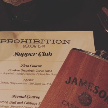 Prohibition - We got these nice Jameson flasks as a souvenir at our dinner! - Lounges Near Me - San Diego, California Prohibition - We got these nice Jameson flasks as a souvenir at our dinner! - Lounges Near Me - San Diego, California