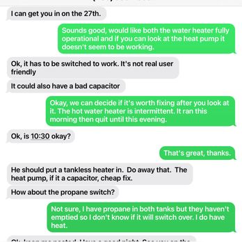 Verde RV Solutions - Some of the text exchange, other conversation by phone. - RV Repair Near Me