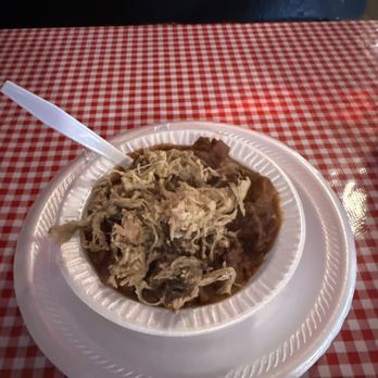 Bar-B-Que Caboose Cafe - Red bean n rice with dog scraps (pulled pork) - Barbeque Near Me - Lynchburg, Tennessee
