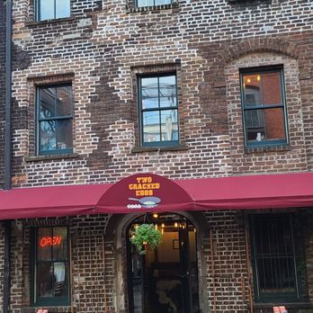 Two Cracked Eggs Cafe - Front of the historic building off of the River. - Breakfast & Brunch Near Me - Savannah, Georgia
