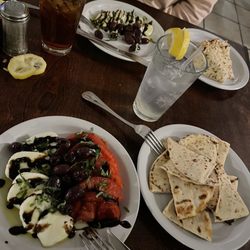 Mediterranean Cafe - Mozzarella and tomatoes with balsamic glaze/fresh basil Pita on the side