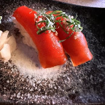 Kaiyo Rooftop - Bell pepper nigiri - Peruvian Near Me - San Francisco, California Kaiyo Rooftop - Bell pepper nigiri - Peruvian Near Me - San Francisco, California