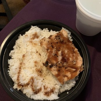 WaBa Grill - White rice bowl with a bite of salmon - Fast Food Near Me - Lynwood, California