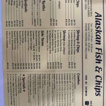 Alaskan Fish & Chips - To go Menu - Fish & Chips Near Me - Westminster, California
