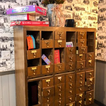 Short Story Brewing - Antique index card filing cabinet used to hold board games - Breweries Near Me - Rivesville, West Virginia Short Story Brewing - Antique index card filing cabinet used to hold board games - Breweries Near Me - Rivesville, West Virginia