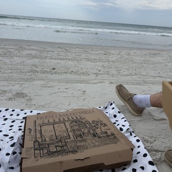 Angela’s Pizza - Enjoy your pie at the beach just a mile away. It was still very hot. - Pizza Near Me - Jacksonville Beach, Florida Angela’s Pizza - Enjoy your pie at the beach just a mile away. It was still very hot. - Pizza Near Me - Jacksonville Beach, Florida