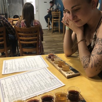 Viking Alchemist Meadery - Preparing for our mead flights. With 25+ to choose from, 5 meads per flight, and 2 people, we'll still need to go back to try them all :) - Meaderies Near Me - Smyrna, Georgia