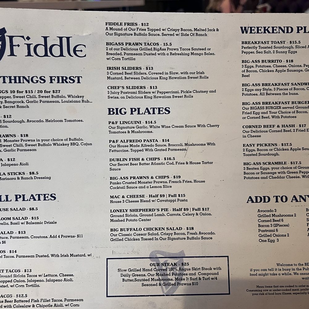 Pitch and Fiddle - Menu - Bars Near Me - Sacramento, California