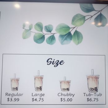 Quickly Morrow - Close up of tea sizes and prices. - Coffee & Tea Near Me - Lake City, Georgia