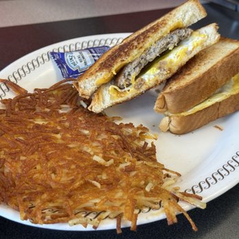 Waffle House - Texas Patty Melt w/ Hashbrown - Breakfast & Brunch Near Me - Inman, South Carolina Waffle House - Texas Patty Melt w/ Hashbrown - Breakfast & Brunch Near Me - Inman, South Carolina