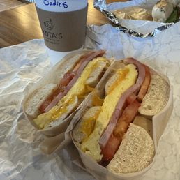 Breakfast sandwich & Sadie's mexican mocha