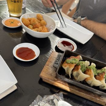 Momosan Waikiki - pork gyoza (4 pc) popcorn shrimp - Ramen Near Me - Honolulu, Hawaii
