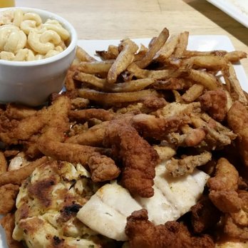 Fifers Seafood - The Chesapeake sampler with crab cake, shrimp, scallops, clams, soft shell crab with two sides. - Bars Near Me - Pasadena, Maryland