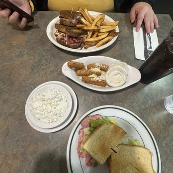 Glassport Diner - Rueben Sandwich with Hand-Cut Fries special, mozzarella sticks (comes with 5, already ate a few), side of cottage cheese, Ham Combo Sandwich - American Near Me - Glassport, Pennsylvania