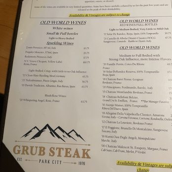 Grub Steak Restaurant - Menu 7 - Steakhouses Near Me - Park City, Utah Grub Steak Restaurant - Menu 7 - Steakhouses Near Me - Park City, Utah