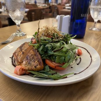 Taverna On The Green - Salmon and Garden Salad - New American Near Me - Paramus, New Jersey