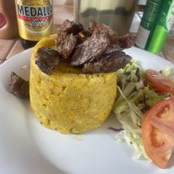 El Balconcito Criollo - Skirt steak mofongo. Or Churrasco a La Parilla. SUPERB STEAK!!!