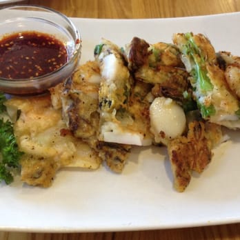 Spoon - Seafood pancake w/scallops and mussels. YOM! - Korean Near Me - Berkeley, California