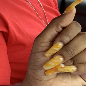 Nails Spot - Sunflower Marble Nails - Nail Salons Near Me - Houston, Texas