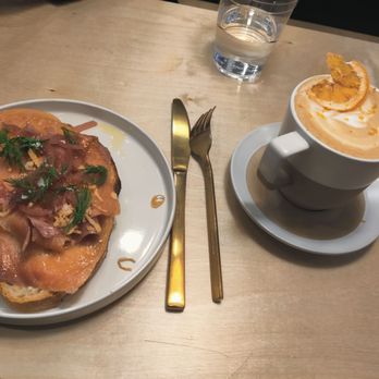 Renegade By Devout Coffee - Old fashioned latte and smoked salmon toast - Coffee & Tea Near Me - Fremont, California