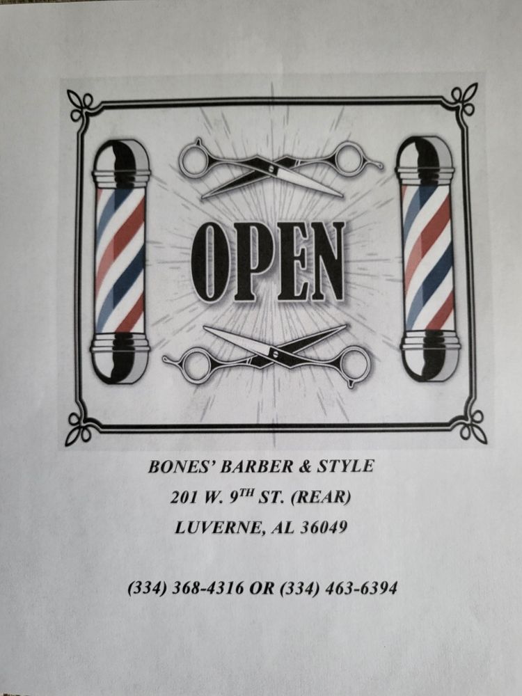 Bones' Barber & Style Logo