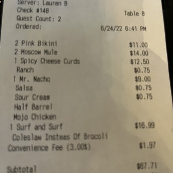 Barrel House - They charge for all the extras including salsa, sour cream, ranch and a convenience fee for using a credit card - American Near Me - Marion, Iowa